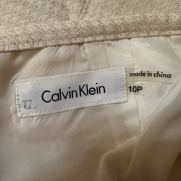 Calvin Klein cream & gold houndstooth pencil skirt size 10P - Picture 6 of 9